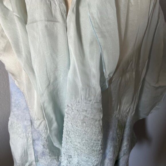Christa Louise Handmade Silk Wool Greenland Romantic Icy green Scarf Wrap 75"L - Picture 3 of 5